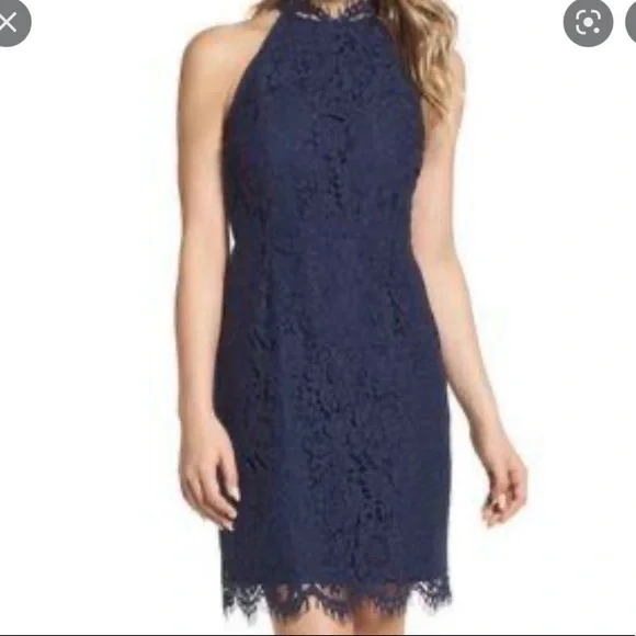 Bb Dakota Dresses | Bb Dakota Navy Blue Lace Halter Dress Us 4 | Color: Blue | Size: 4 | Foster519's Closet